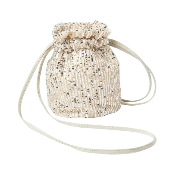 NWT silver sequin drawstring clutch purse - Picture 3 of 6